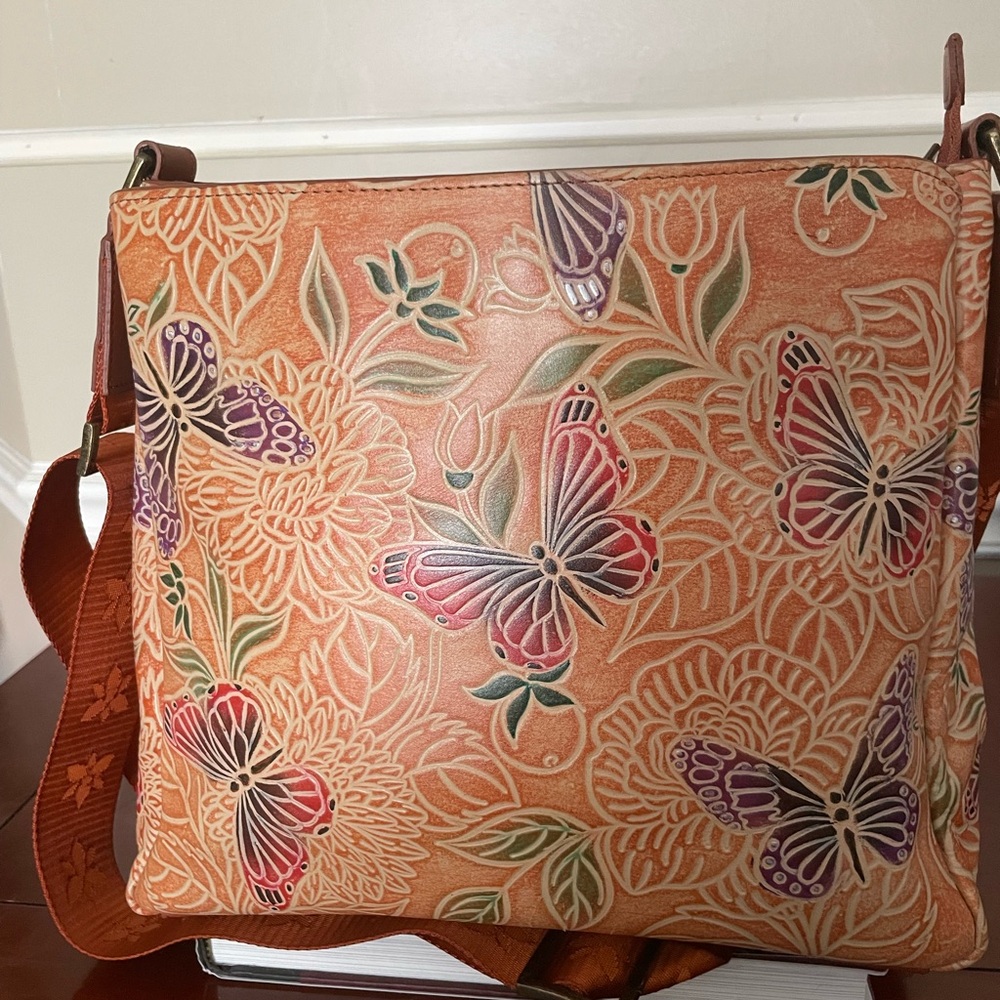 Elegant Embossed Butterfly Crossbody Bag
